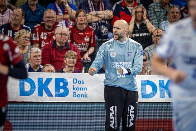 DAIKIN HBL SG Flensburg Handewitt vs. TBV Lemgo Lippe 09 05 26 Joy over held ball by Urh Kastelic Nr 99, TBV Lemgo Lippe DAIKIN HBL SG Flensburg Handewitt vs. TBV Lemgo Lippe, GP JOULE Arena on 09 05 26 Copyright: xBEAUTIFULxSPORTS MarioxM.xKobergx