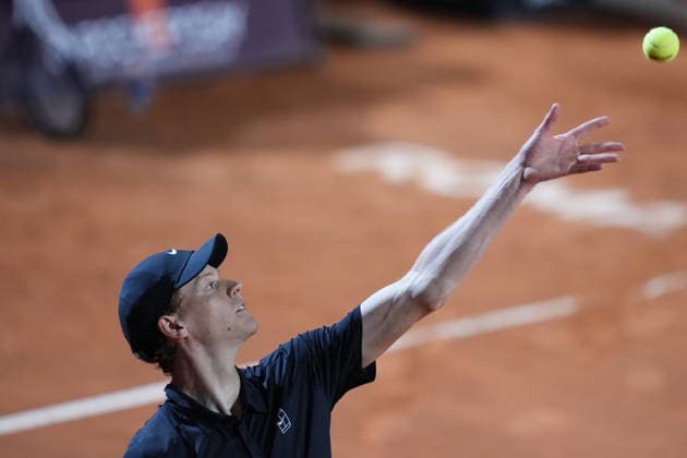 Jannik Sinner (ITA) during the match between Jannik Sinner (ITA) vs Sebastian Ofner (AUT) at the Italian Open in Rome, Saturday, May 9, 2026. (Alfredo Falcone LaPresse)  Copyright: xAlfredoxFalcone LaPressex