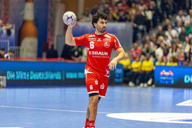 DAIKIN Handball Bundesliga, Kassel, MT Melsungen vs ThSV Eisenach, Rothenbach Halle Kassel 09 05 2026 DAIKIN Handball Bundesliga, Kassel, Germany 09 05 2026 Erik Balenciaga Azcue MT Melsungen, 6 on the ball, Handball BundesligaL, Match of MT Melsungen vs ThSV Eisenach, Rothenbach Halle Kassel Copyright: xBEAUTIFULxSPORTS Freudensteinx