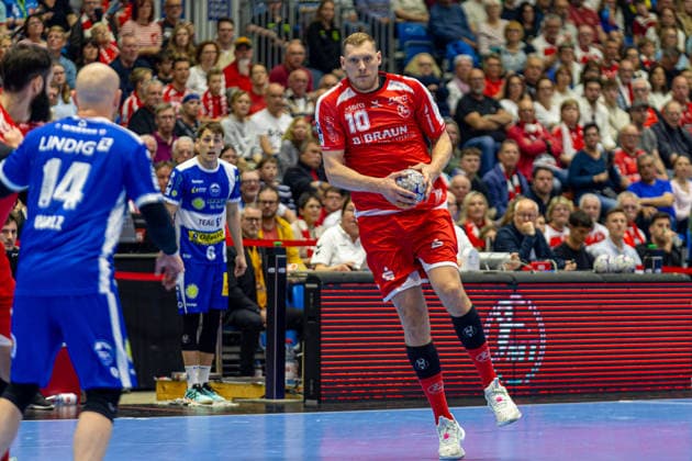 DAIKIN Handball Bundesliga, Kassel, MT Melsungen vs ThSV Eisenach, Rothenbach Halle Kassel 09 05 2026 DAIKIN Handball Bundesliga, Kassel, Germany 09 05 2026 Dainis Kristopans MT Melsungen, 10 am Ball, Handball BundesligaL, Match of MT Melsungen vs ThSV Eisenach, Rothenbach Halle Kassel Copyright: xBEAUTIFULxSPORTS Freudensteinx