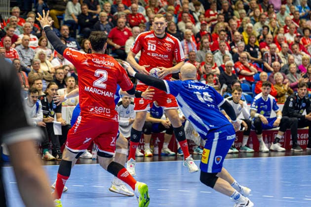 DAIKIN Handball Bundesliga, Kassel, MT Melsungen vs ThSV Eisenach, Rothenbach Halle Kassel 09 05 2026 DAIKIN Handball Bundesliga, Kassel, Germany 09 05 2026 Dainis Kristopans MT Melsungen, 10 am Ball, Handball BundesligaL, Match of MT Melsungen vs ThSV Eisenach, Rothenbach Halle Kassel Copyright: xBEAUTIFULxSPORTS Freudensteinx