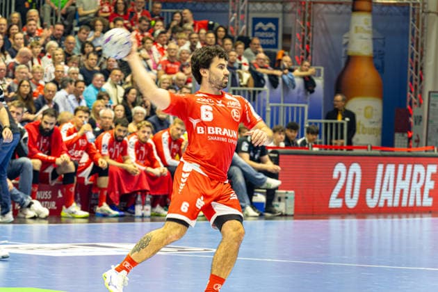 DAIKIN Handball Bundesliga, Kassel, MT Melsungen vs ThSV Eisenach, Rothenbach Halle Kassel 09 05 2026 DAIKIN Handball Bundesliga, Kassel, Germany 09 05 2026 Erik Balenciaga Azcue MT Melsungen, 6 on the ball, Handball BundesligaL, Match of MT Melsungen vs ThSV Eisenach, Rothenbach Halle Kassel Copyright: xBEAUTIFULxSPORTS Freudensteinx