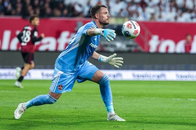 Christian Mathenia 26 1FC Nuernberg in action, 1 FC Nuernberg vs FC Schalke 04, Football, Men, 2 Bundesliga, DFL, Saison 2025 2026, 33 Spieltag, Rueckrunde, 09 05 2026 DFB regulations prohibit any use of photographs as image sequences and or quasi video Nuernberg Bayern Germany Copyright: xkolbert-press MartinxAgüerax