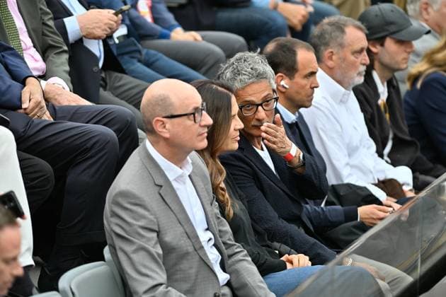 Foto IPP Cavaliere Emiliano. Roma 09 05 2026. Tennis Internazionali d Italia 2026. Nella foto: Fiorello rosario in tribuna Italy Photo Press - World Copyright italy ITALY  Copyright: xR4924_italyphotopressx
