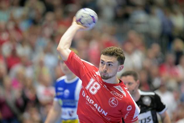 Florian Drosten MT Melsungen 18 on throw , GER, MT Melsungen ThSV Eisenach, Handball, 1 Bundesliga, 31 Matchday, Season 2025 2026, 09 05 2026, GER, MT Melsungen ThSV Eisenach, Handball, 1 Bundesliga, 31 Matchday, Season 2025 2026, 09 05 2026 Kassel Copyright: xEibner-Pressefotox xRolandxSippelx EP_RSL