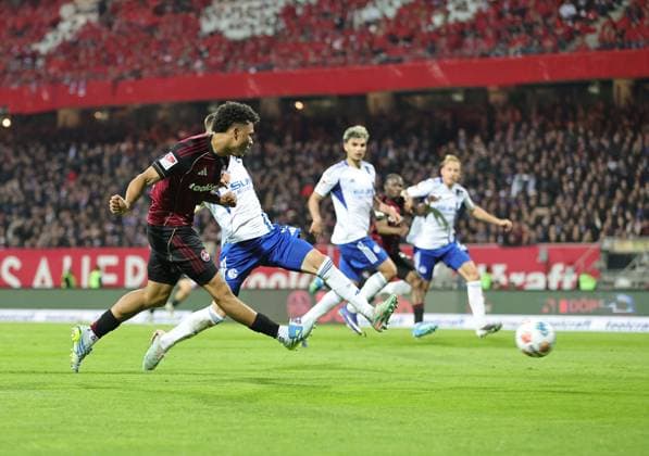 09 05 2026 Soccer Season 2025 2026 2 Soccer Bundesliga 33 Matchday 1 FC Nürnberg FCN Club FC Schalke 04 S04 Gelsenkirchen Sportfoto Zink DaMa xdaxmax DFL regulations prohibit any use of photographs as image sequences and or quasi video only for editorial use Tor Treffer Torschuß zum 2 0 Torschütze Henri Koudossou 8, 1 FC Nürnberg FCN