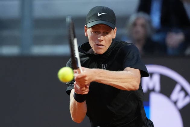Jannik Sinner of Italy during the match against Sebastian Ofner of Austria at the Internazionali BNL d Italia 2026 tennis tournament at Foro Italico in Rome (Italy) on May, 9, 2026. AntoniettaxBaldassarre