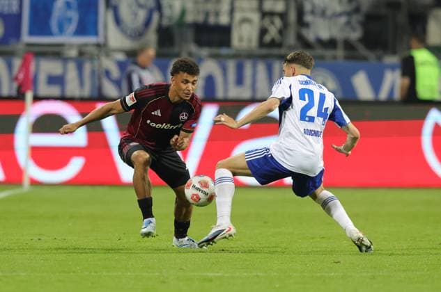 09 05 2026 Soccer Season 2025 2026 2 Soccer Bundesliga 33 Matchday 1 FC Nürnberg FCN Club FC Schalke 04 S04 Gelsenkirchen Sportfoto Zink DaMa xdaxmax DFL regulations prohibit any use of photographs as image sequences and or quasi video only for editorial use Henri Koudossou 8, 1 FC Nürnberg FCN Adil Aouchiche 24, FC Schalke 04 S04