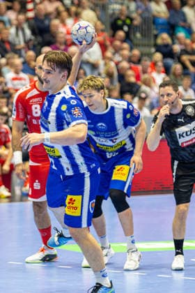 DAIKIN Handball Bundesliga, Kassel, MT Melsungen vs ThSV Eisenach, Rothenbach Halle Kassel 09 05 2026 DAIKIN Handball Bundesliga, Kassel, Germany 09 05 2026 Felix Aellen ThSV Eisenach, 22 on the ball, Handball BundesligaL, Match of MT Melsungen vs ThSV Eisenach, Rothenbach Halle Kassel Copyright: xBEAUTIFULxSPORTS Freudensteinx