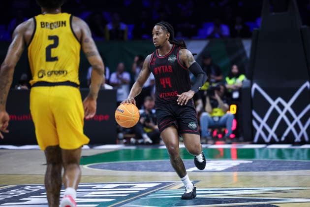 May 9, 2026, Badalona, Barcelona, Spain: Speedy Smith of Rytas Vilnius in action during the Final Four Basketball Champions League Final basketball match played between AEK BC and Rytas Vilnius at Palau Olimpic Badalona on May 09, 2026 in Badalona, Barcelona, Spain. AEK BC V Rytas Vilnius - Final Four Basketball Champions League - Badalona 2026 Final  - ZUMAa181 20260509_zaa_a181_504 Copyright: xJavierxBorregox