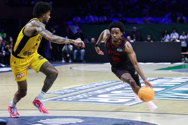 May 9, 2026, Badalona, Barcelona, Spain: Jerrick Harding of Rytas Vilnius in action during the Final Four Basketball Champions League Final basketball match played between AEK BC and Rytas Vilnius at Palau Olimpic Badalona on May 09, 2026 in Badalona, Barcelona, Spain. Badalona Spain - ZUMAa181 20260509_zaa_a181_512 Copyright: xJavierxBorregox