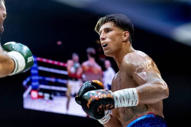 ROTTERDAM - Boxer Gradus Kraus during his fight against Englishman Theo Brooks at the Topsportcentrum. The 24-year-old Dutchman is the headliner of the Boxing Gladiators event. IRIS VAN DEN BROEK ANP xVIxANPxSportx xxANPxIVx 557880456 originalFilename: 557880456.jpg
