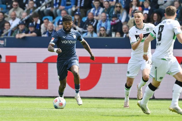 Moritz Broni Kwarteng VfL Bochum , Moritz Broni Kwarteng 09 05 2026, Soccer 2 Bundesliga, Season 2025 2026, 33 Matchday, VfL Bochum Hannover 96 1 1 DFL regulations prohibit any use of photographs as image sequences and or quasi video Bochum Vonovia Ruhrstadion Nordrhein Westfalen Germany Team2