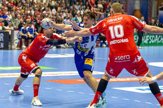 DAIKIN Handball Bundesliga, Kassel, MT Melsungen vs ThSV Eisenach, Rothenbach Halle Kassel 09 05 2026 DAIKIN Handball Bundesliga, Kassel, Germany 09 05 2026 Felix Aellen ThSV Eisenach, 22 on the ball, Handball BundesligaL, Match of MT Melsungen vs ThSV Eisenach, Rothenbach Halle Kassel Copyright: xBEAUTIFULxSPORTS Freudensteinx