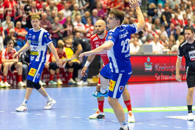 DAIKIN Handball Bundesliga, Kassel, MT Melsungen vs ThSV Eisenach, Rothenbach Halle Kassel 09 05 2026 DAIKIN Handball Bundesliga, Kassel, Germany 09 05 2026 Felix Aellen ThSV Eisenach, 22 on the ball, Handball BundesligaL, Match of MT Melsungen vs ThSV Eisenach, Rothenbach Halle Kassel Copyright: xBEAUTIFULxSPORTS Freudensteinx