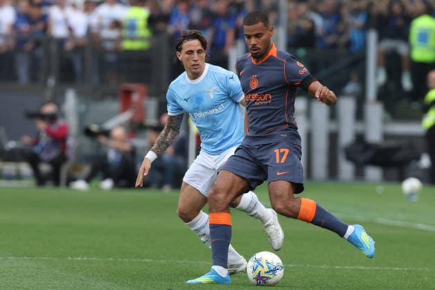 CALCIO - Serie A - SS Lazio vs Inter - FC Internazionale Photo by IPA ABACAPRESS.COM84519725 - Frosinone, Italy - May 8, 2026: Luca Pellegrini (left-back) of SS Lazio, Andy Diouf (Midfielder) of FC Internazionale seen in action during the Serie BKT 2025-2026 match day 38 between Frosinone Calcio vs Mantova 1911 at Benito Stirpe stadium. Rome Italy  Copyright: xIPAxSport ABACAx