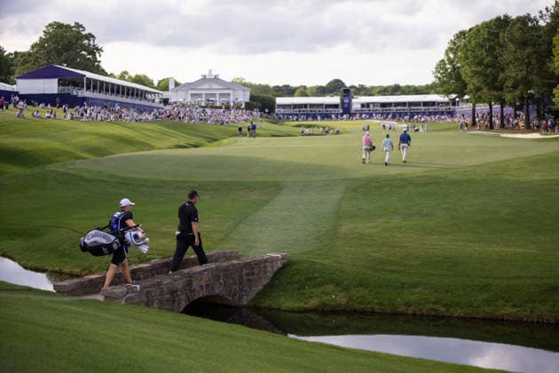 May 9, 2026: Nicolai Hojgaard walks up the eighteenth fairway during the third round of the 2026 Truist Championship at Quail Hollow Club in Charlotte, NC. ( CSM) Charlotte United States - ZUMAc04_ 20260509_zma_c04_010 Copyright: xScottxKinserx