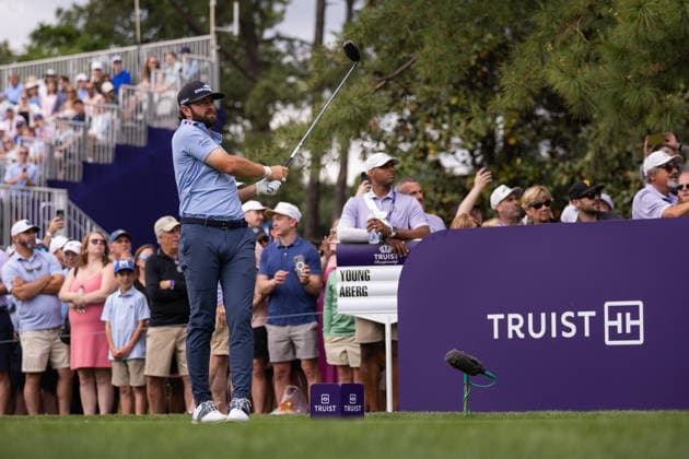 May 9, 2026: Cameron Young tees off on the eighth hole during the third round of the 2026 Truist Championship at Quail Hollow Club in Charlotte, NC. ( CSM) Charlotte United States - ZUMAc04_ 20260509_zma_c04_011 Copyright: xScottxKinserx