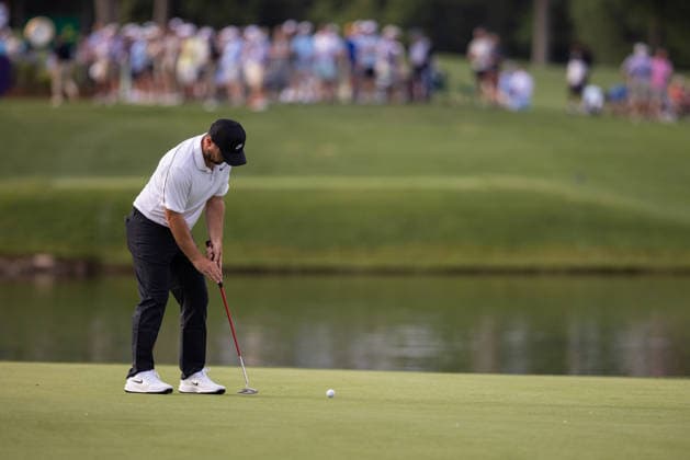May 9, 2026: Alex Fitzpatrick putts for birdie on the seventeenth hole during the third round of the 2026 Truist Championship at Quail Hollow Club in Charlotte, NC. ( CSM) Charlotte United States - ZUMAc04_ 20260509_zma_c04_019 Copyright: xScottxKinserx