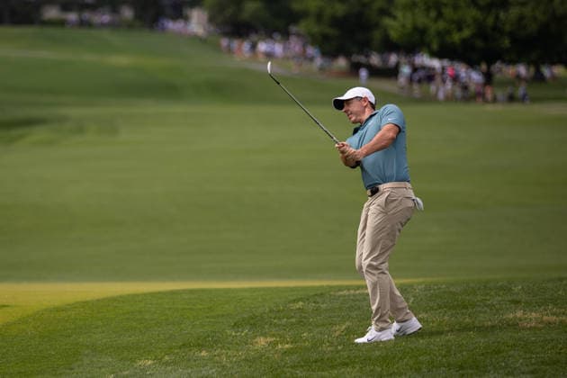 May 9, 2026: Rory McIlroy chips on to the seventh green during the third round of the 2026 Truist Championship at Quail Hollow Club in Charlotte, NC. ( CSM) Charlotte United States - ZUMAc04_ 20260509_zma_c04_029 Copyright: xScottxKinserx