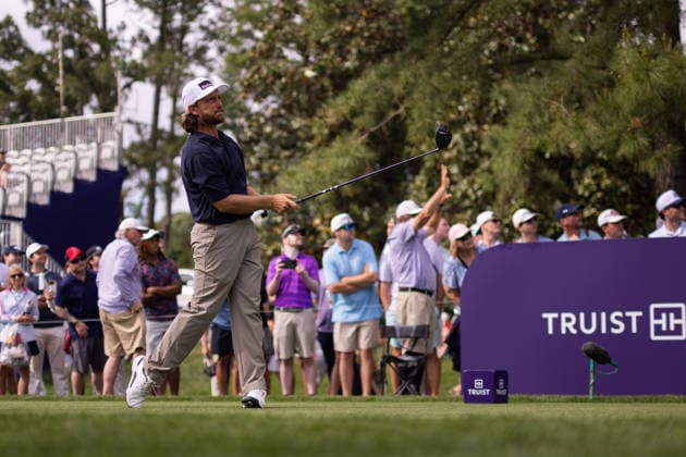2026 Truist Championship: Third Round May 09 May 9, 2026: Tommy Fleetwood tees off on the eighth hole during the third round of the 2026 Truist Championship at Quail Hollow Club in Charlotte, NC. (Scott Kinser CSM) (Credit Image: Â Scott Kinser Cal Media) Charlotte Nc United States EDITORIAL USE ONLY Copyright: xx ZUMA-20260509_zma_c04_015.jpg ScottxKinserx csmphotothree490068