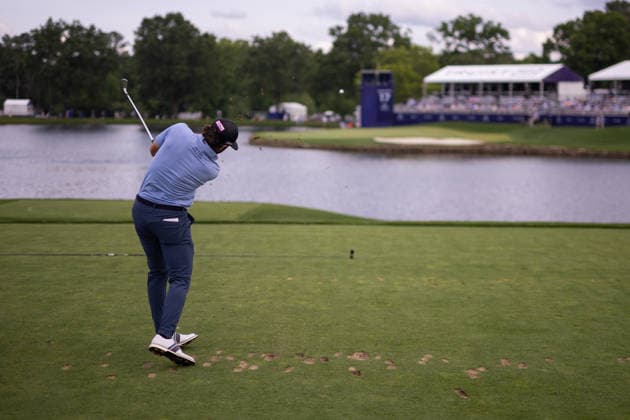 May 9, 2026: Cameron Young tees off on the seventh hole during the third round of the 2026 Truist Championship at Quail Hollow Club in Charlotte, NC. ( CSM) Charlotte United States - ZUMAc04_ 20260509_zma_c04_033 Copyright: xScottxKinserx