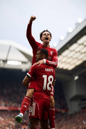 Curtis Jones of Liverpool and Cody Gakpo of Liverpool react during a Premier League 2025-26 football match between Liverpool and Chelsea at Anfield in Liverpool, England  Copyright: xKobyxAbott SPPx Sportspressphoto_SPR143573