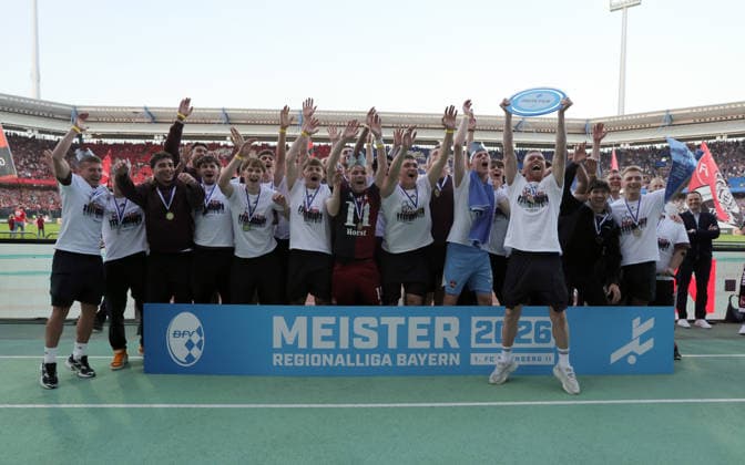 09 05 2026 Soccer Season 2025 2026 2 Soccer Bundesliga 33 Matchday 1 FC Nürnberg FCN Club FC Schalke 04 S04 Gelsenkirchen Sportfoto Zink DaMa xdaxmax DFL regulations prohibit any use of photographs as image sequences and or quasi video only for editorial use Symbolbild Symbolfoto Feature Impression Honoring the U23 Team Team of FCN as champions of the Regionalliga Bayern before the start of the match