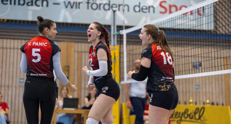 Andjela Jovanovic Barock Volleys MTV Ludwigsburg, 12 , Vesna Panic Barock Volleys MTV Ludwigsburg, 05 Marisa Zoefeld Barock Volleys MTV Ludwigsburg, 18 Barock Volleys MTV Ludwigsburg vs TSV GA Stuttgart, Volleyball,VLW Pokal Damen,Finale, Saison 2025 2026, 09 05 2026, Barock Volleys MTV Ludwigsburg vs TSV GA Stuttgart, Volleyball,VLW Pokal Damen,Finale, Saison 2025 2026, 09 05 2026 Aalen Waldhausen Copyright: xEibner-Pressefoto DavidexDixGiovx EP_DGI