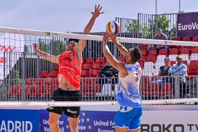 May 10, 2026, Madrid, Madrid, Spain: NATHAN MATOS of Spain during the men s Quarterfinals match between the Lithuania national team, Nationalteam and the Spanish national team, held at the Beach Pro Tour Futures Madrid 2026 at the Parque Deportivo Puerta de Hierro on May 9, 2026, in Madrid, Spain. Beach Pro Tour Futures Madrid 2026 (Men s) - 05.09.26 (Day Three)  - ZUMAc312 20260510_zsp_c312_105 Copyright: xOscarxManuelxSanchezx