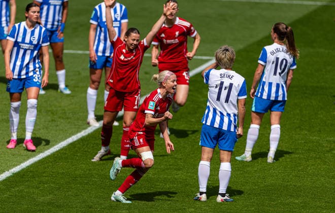 Football - Women™s FA Cup - Semi-Final - Liverpool FC Women v Brighton & Hove Albion FC Women ST HELENS, ENGLAND - Sunday, May 10, 2026: Liverpool s Denise O Sullivan celebrates after scoring the first goal during the Women™s FA Cup Semi-Final match between Liverpool FC Women and Brighton & Hove Albion FC Women at the St Helens Stadium. (Photo by David Rawcliffe Propaganda) ST HELENS St Helens Stadium MERSEYSIDE ENGLAND  Copyright: xPropagandaxPhotoxAgencyx P2026-05-10-Liverpool_W_Brighton_W-19