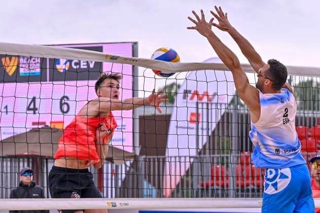 May 10, 2026, Madrid, Madrid, Spain: EDGARS TOCS of Lithuania during the men s Quarterfinals match between the Lithuania national team, Nationalteam and the Spanish national team, held at the Beach Pro Tour Futures Madrid 2026 at the Parque Deportivo Puerta de Hierro on May 9, 2026, in Madrid, Spain. Madrid Spain - ZUMAc312 20260510_zsp_c312_143 Copyright: xOscarxManuelxSanchezx