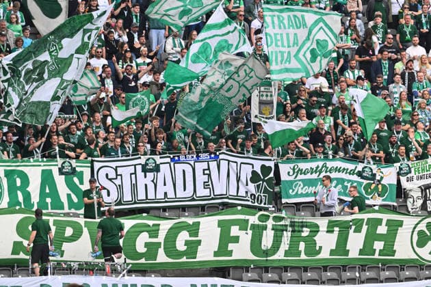 10 05 2026 Soccer Season 2025 2026 2 Soccer Bundesliga 33 Matchday Hertha BSC Berlin SpVgg Greuther Fürth SGF Kleeblatt Sportfoto Zink xwoxzix DFL regulations prohibit any use of photographs as image sequences and or quasi video only for editorial use Greutherfürthfans Fans Fanblock Kleeblattfans