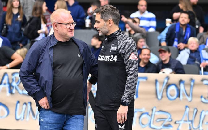 10 05 2026 Soccer Season 2025 2026 2 Soccer Bundesliga 33 Matchday Hertha BSC Berlin SpVgg Greuther Fürth SGF Kleeblatt Sportfoto Zink xwoxzix DFL regulations prohibit any use of photographs as image sequences and or quasi video only for editorial use Heiko Vogel Trainer SpVgg Greuther Fürth Stefan Leitl Trainer Hertha BSC Berlin