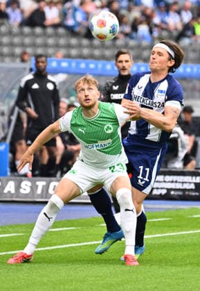 10 05 2026 Soccer Season 2025 2026 2 Soccer Bundesliga 33 Matchday Hertha BSC Berlin SpVgg Greuther Fürth SGF Kleeblatt Sportfoto Zink xwoxzix DFL regulations prohibit any use of photographs as image sequences and or quasi video only for editorial use Jannik Dehm 23, SpVgg Greuther Fürth Fabian Reese 11, Hertha BSC Berlin