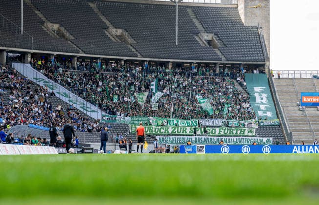 Soccer, Men, Season 2025 2026, 2 Bundesliga 33 Matchday , Hertha BSC SpVgg Greuther Fürth, Fans of Fürth in the guest block, 10 05 2026, Copyright: xMatthiasxKochx