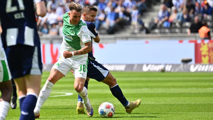 10 05 2026 Soccer Season 2025 2026 2 Soccer Bundesliga 33 Matchday Hertha BSC Berlin SpVgg Greuther Fürth SGF Kleeblatt Sportfoto Zink xwoxzix DFL regulations prohibit any use of photographs as image sequences and or quasi video only for editorial use Felix Klaus 30, SpVgg Greuther Fürth Paul Seguin 30, Hertha BSC Berlin