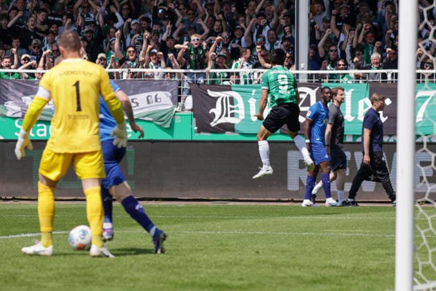 10 05 2026, xgrfx, Fußball 2 Bundesliga, Preußen Münster SV Darmstadt 98 v l Tor, Shin Yamada zum 1 0 Preußen Münster DFL DFB REGULATIONS PROHIBIT ANY USE OF PHOTOGRAPHS as IMAGE SEQUENCES and or QUASI VIDEO Münster