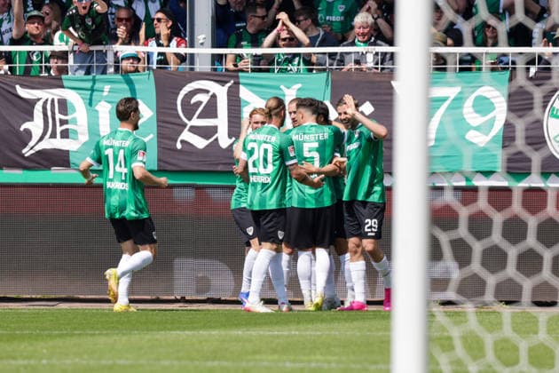 10 05 2026, xgrfx, Fußball 2 Bundesliga, Preußen Münster SV Darmstadt 98 v l Tor, Shin Yamada zum 1 0 Preußen Münster DFL DFB REGULATIONS PROHIBIT ANY USE OF PHOTOGRAPHS as IMAGE SEQUENCES and or QUASI VIDEO Münster