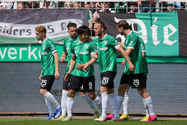 10 05 2026, xgrfx, Fußball 2 Bundesliga, Preußen Münster SV Darmstadt 98 v l Tor, Shin Yamada zum 1 0 Preußen Münster DFL DFB REGULATIONS PROHIBIT ANY USE OF PHOTOGRAPHS as IMAGE SEQUENCES and or QUASI VIDEO Münster