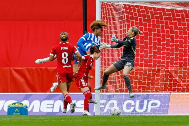 Liverpool Women v Brighton & Hove Albion Women, St Helens, UK - 10 May 2026 Goal celebrations for Madison Haley of Brighton and Hove Albion who scores with a header during the Women™s FA Cup Semi Final match between Liverpool Women and Brighton & Hove Albion Women at The Brewdog Stadium on 10 May 2026 in St Helens, England (Photo by Steve Taylor PPAUK) St Helens The Brewdog Stadium Merseyside England Copyright: xStevexTaylor PPAUKx PPA-273609
