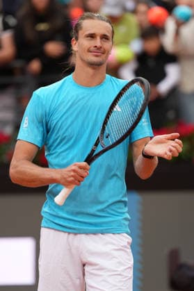 Alexander Zverev of Germany celebrates after winning his match against Alexander Blockx of Belgium at the Internazionali BNL d Italia 2026 tennis tournament at Foro Italico in Rome (Italy) on May, 10, 2026. AntoniettaxBaldassarre