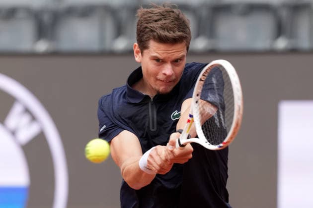 Alexander Blockx of Belgium in action during his match against Alexander Zverev of Germany at the Internazionali BNL d Italia 2026 tennis tournament at Foro Italico in Rome (Italy) on May, 10, 2026. AntoniettaxBaldassarre