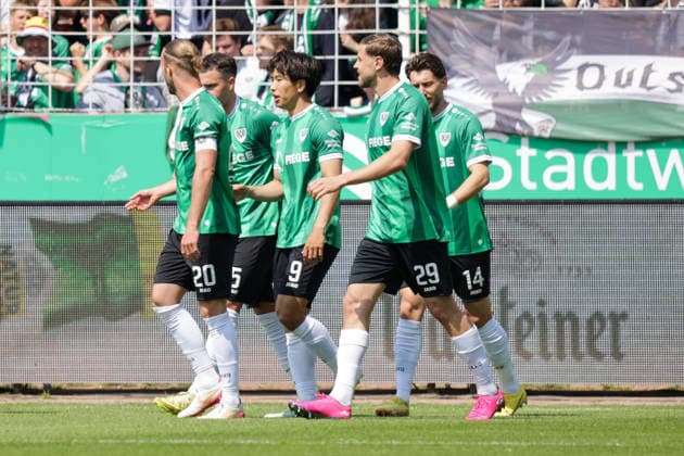 10 05 2026, xgrfx, Fußball 2 Bundesliga, Preußen Münster SV Darmstadt 98 v l Tor, Shin Yamada zum 1 0 Preußen Münster DFL DFB REGULATIONS PROHIBIT ANY USE OF PHOTOGRAPHS as IMAGE SEQUENCES and or QUASI VIDEO Münster