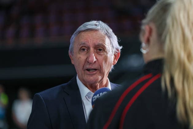 Svetislav Pesic FC Bayern Basketball, Head Coach at the pre-match interview, GER, FC Bayern Basketball vs EWE Baskets Oldenburg, Basketball, easycredit Basketball Bundesliga, Matchday 34, Season 2025 2026, 10 05 2026, GER, FC Bayern Basketball vs EWE Baskets Oldenburg, Basketball, easycredit Basketball Bundesliga, Matchday 34, Season 2025 2026, 10 05 2026 Munich Copyright: xEibner-Pressefoto JennixMaulx EP_JML