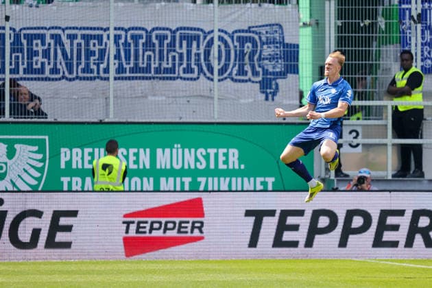 10 05 2026, xgrfx, Fußball 2 Bundesliga, Preußen Münster SV Darmstadt 98 v l Tor, Isac Lidberg zum 1 1 SV Darmstadt DFL DFB REGULATIONS PROHIBIT ANY USE OF PHOTOGRAPHS as IMAGE SEQUENCES and or QUASI VIDEO Münster