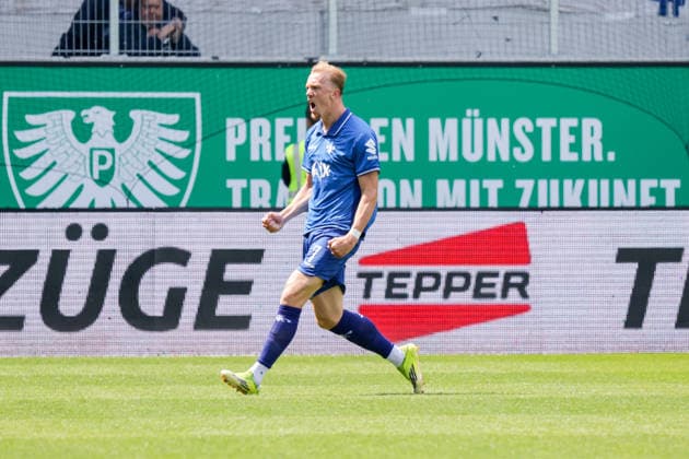 10 05 2026, xgrfx, Fußball 2 Bundesliga, Preußen Münster SV Darmstadt 98 v l Tor, Isac Lidberg zum 1 1 SV Darmstadt DFL DFB REGULATIONS PROHIBIT ANY USE OF PHOTOGRAPHS as IMAGE SEQUENCES and or QUASI VIDEO Münster