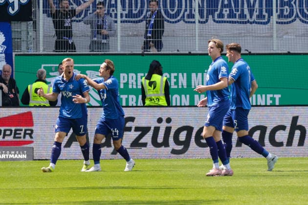 10 05 2026, xgrfx, Fußball 2 Bundesliga, Preußen Münster SV Darmstadt 98 v l Tor, Isac Lidberg zum 1 1 SV Darmstadt DFL DFB REGULATIONS PROHIBIT ANY USE OF PHOTOGRAPHS as IMAGE SEQUENCES and or QUASI VIDEO Münster