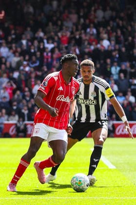 Nottingham Forest v Newcastle United, Premier League Taiwo Awoniyi Of Nottingham Forest in action during the Nottingham Forest v Newcastle United Premier League match at the City Ground, West Bridgford, England on 10 May 2026 Credit: Lee Keuneke Every Second Media Editorial use only. All images are copyright Every Second Media Limited. No images may be reproduced without prior permission. All rights reserved. Premier League and Football League images are subject to licensing agreements with Football DataCo Limited. see https: www.football-dataco.com Copyright: xIMAGO EveryxSecondxMediax ESM-1980-0069 LeexKeunekex xEveryxSecondxMediax