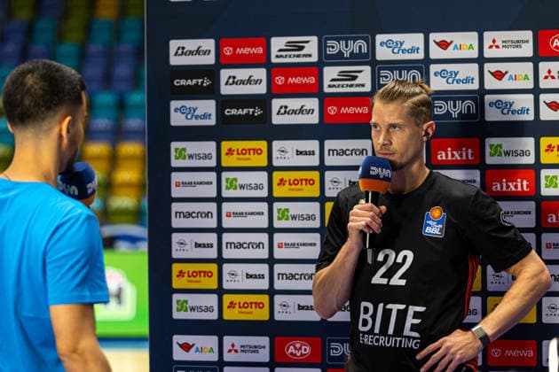 easyCredit Basketball Bundesliga BBL, Frankfurt am Main, Frankfurt Skyliners vs Ratiopharm Ulm, Süwag Energie Arena Frankfurt am Main 10 05 2026 easyCredit Basketball Bundesliga BBL, Frankfurt am Main, Germany 10 05 2026 Thomas Klepeisz Ratiopharm Ulm, 22 at DYN Interview, Basketball Bundesliga, Game of Frankfurt Skyliners vs Ratiopharm Ulm Süwag Energie Arena Frankfurt am Main Copyright: xBEAUTIFULxSPORTS Freudensteinx